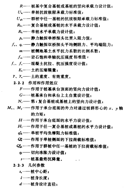 江汉石油管理局建筑桩基技术规范符号术语
